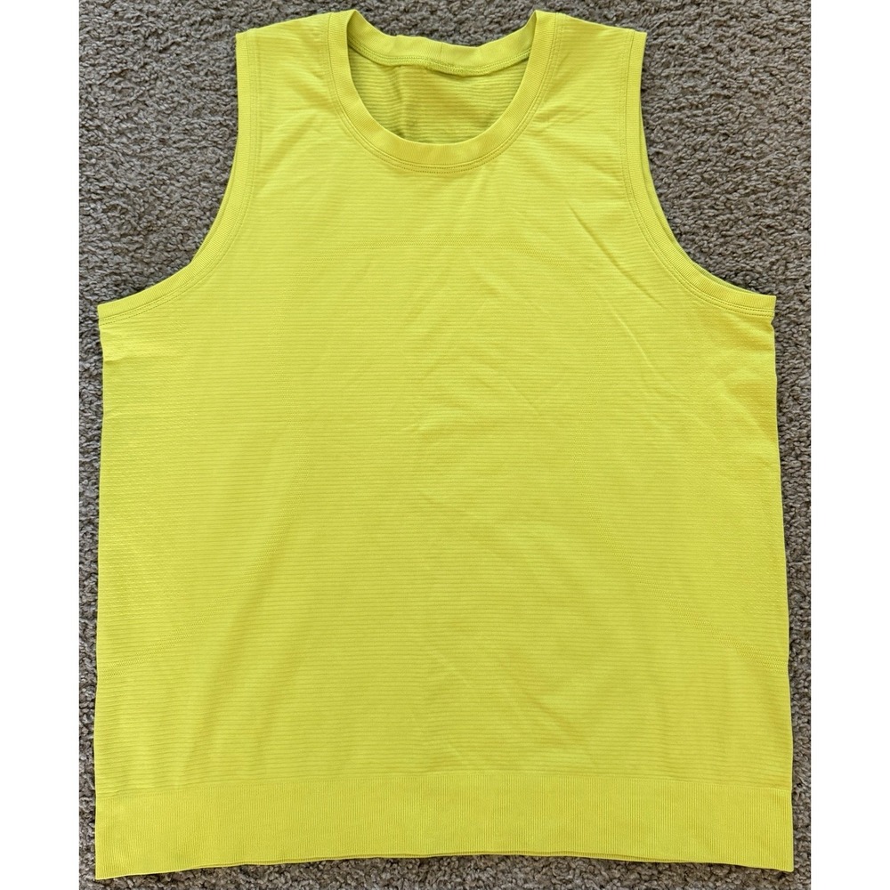 Lululemon Womens Swiftly Breathe Muscle Tank Top Size 10 Chartreuse Green Yellow